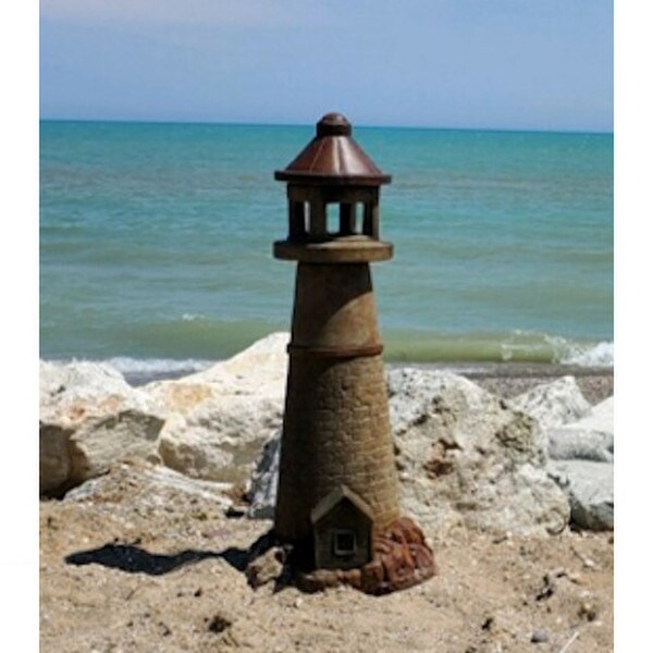 Lighthouse With Light Garden Sculpture Cement Outdoor Statue